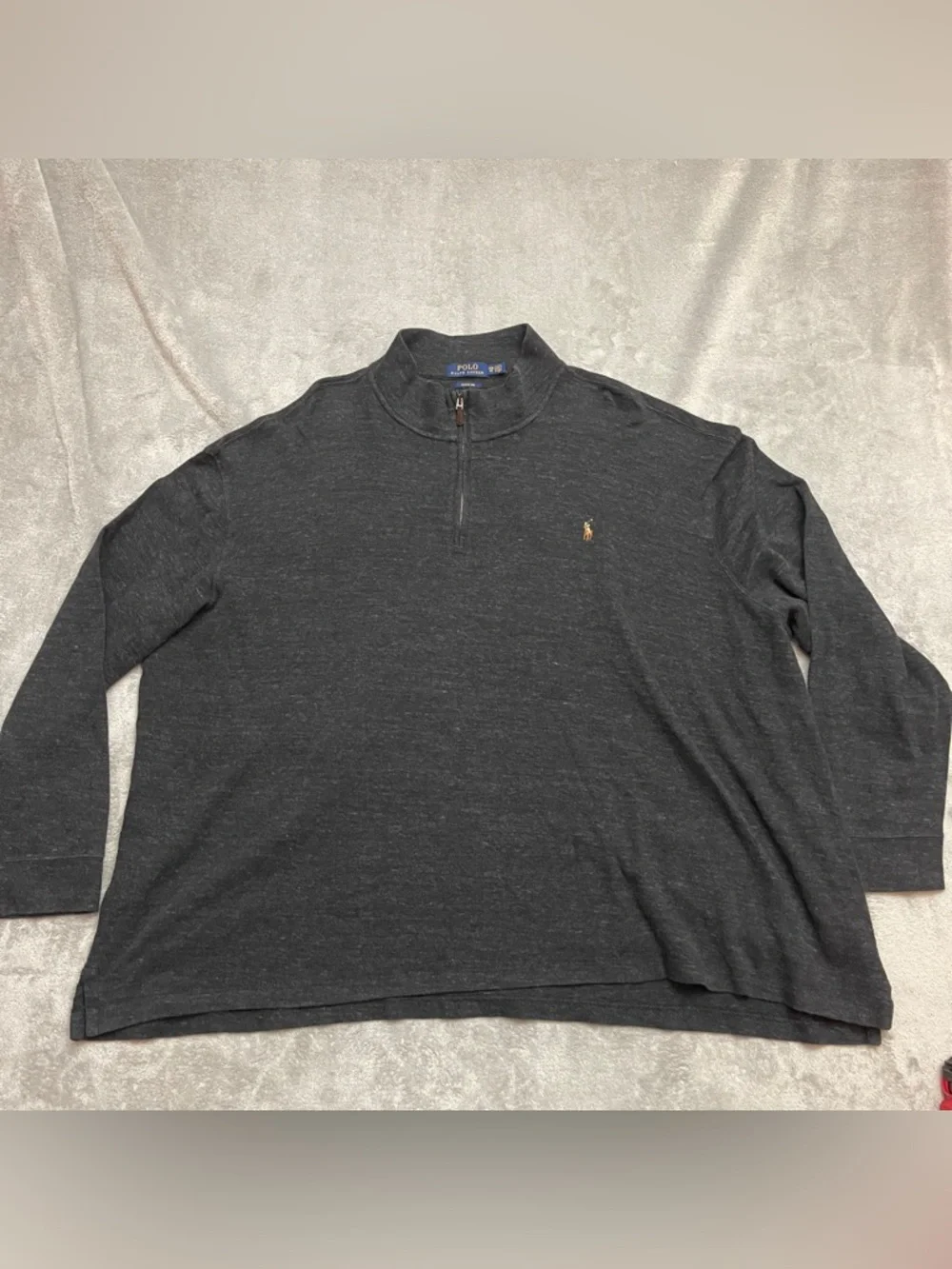 Polo Ralph Lauren Estate Rib Mens 4XB Gray 1/4 Zip Mock Neck Pullover Big & Tall
